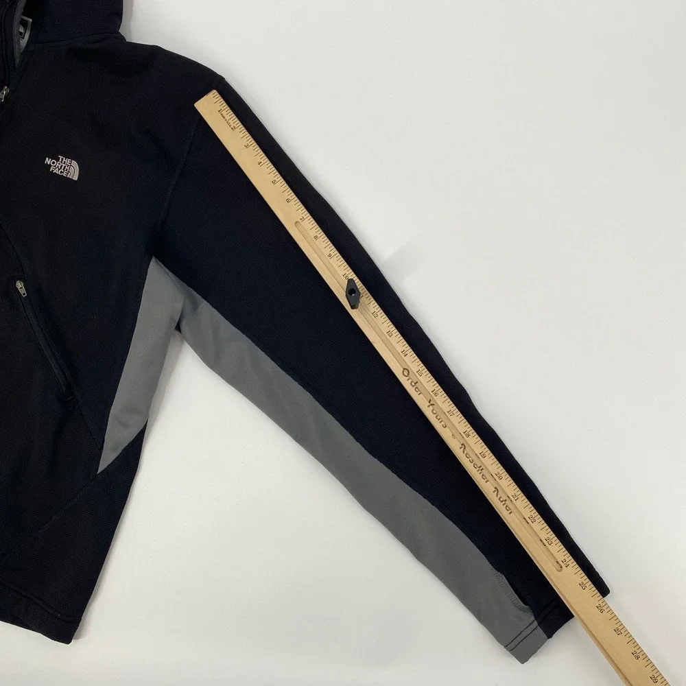 The North Face Quarter 1/4 Zip Pullover Mens XL Black Gray Grid Fleece Thumbhole